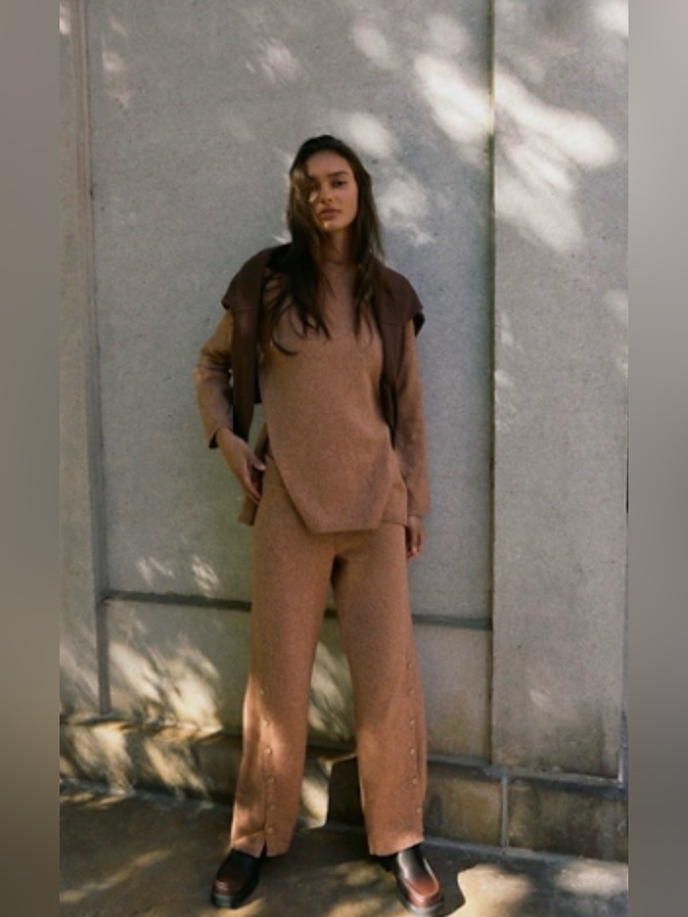 Free People Free-Est Button Up Sweater Set in Chutney Sand Combo Size XS NWT